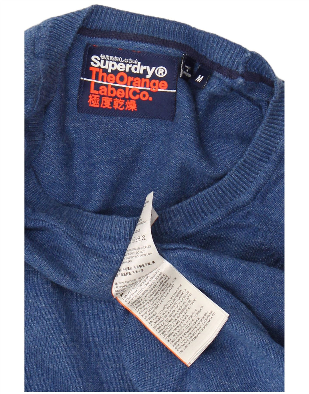Maglione da uomo con scollo a barca SUPERDRY in cotone blu medio