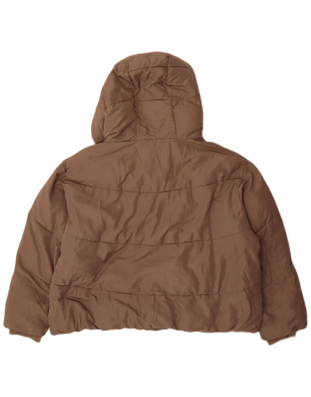 Giacca imbottita con cappuccio corta oversize da donna Zara UK 20 2XL Poliestere beige