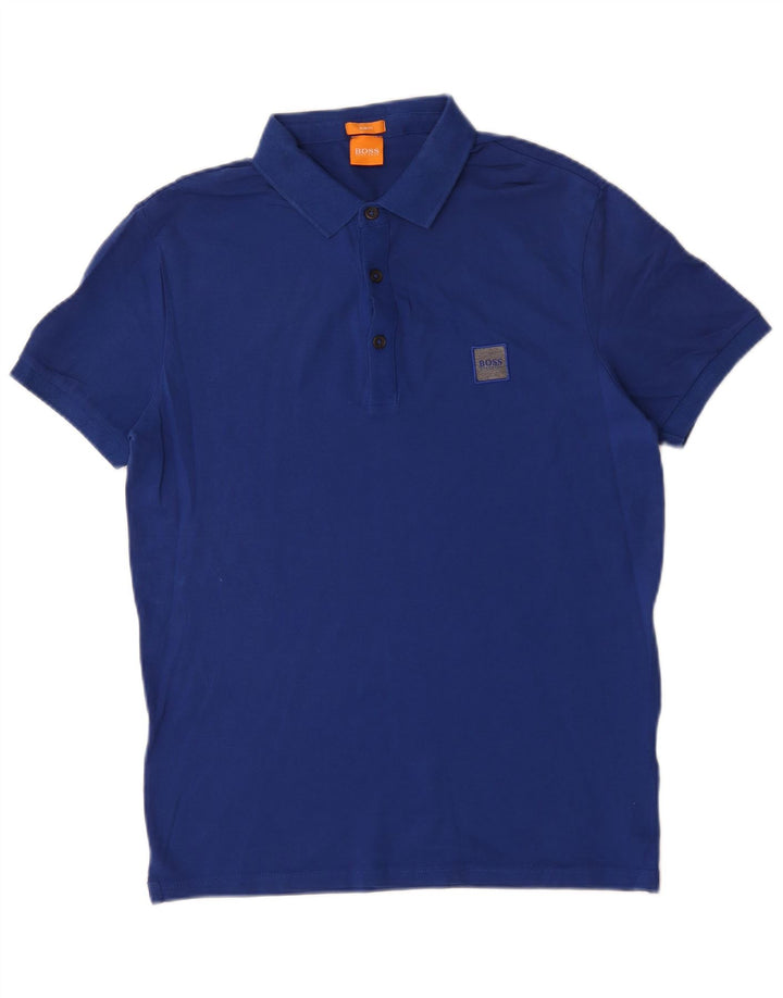 Polo Hugo Boss da uomo slim fit in cotone blu medio