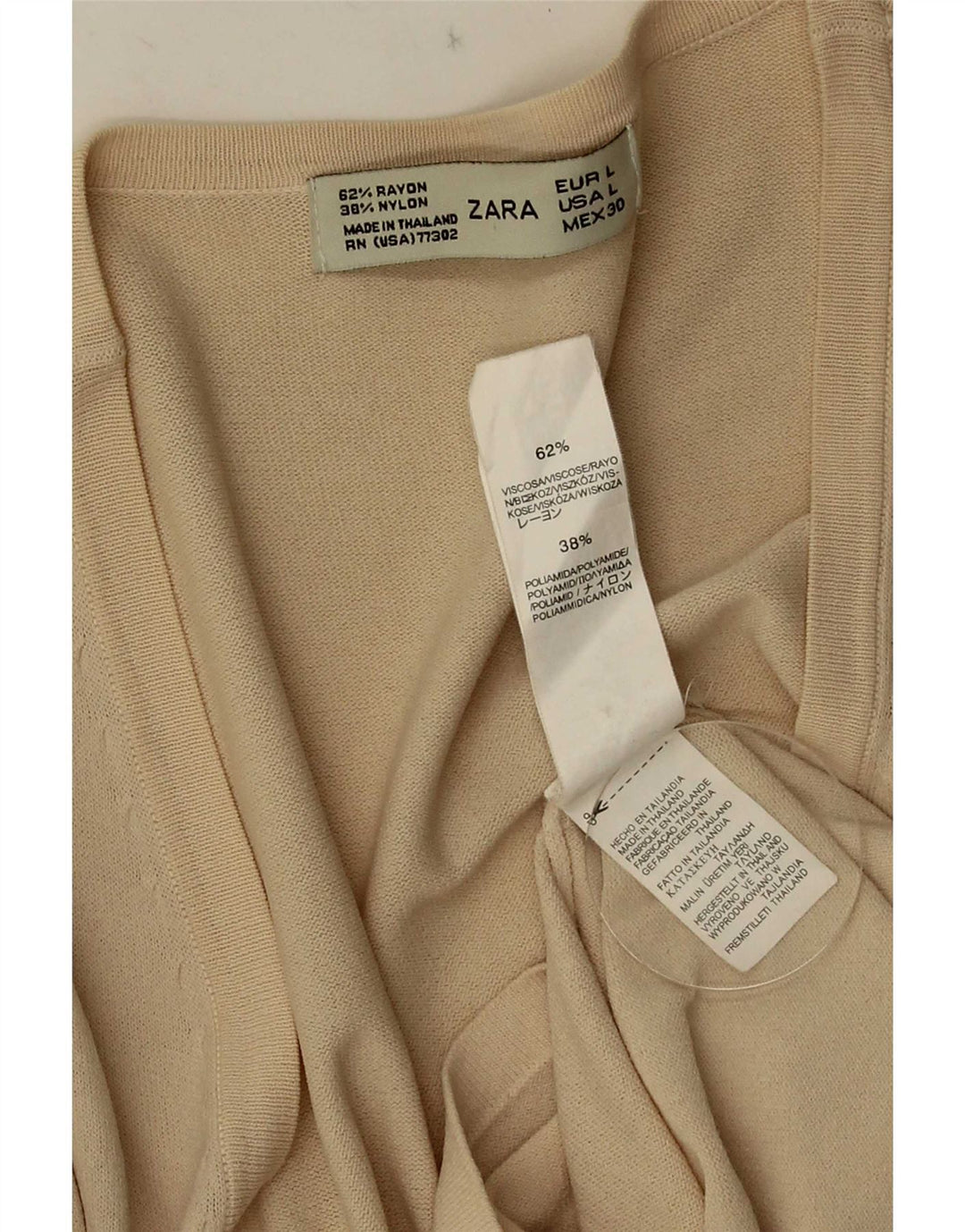 Maglione cardigan da donna Zara UK 14 grande viscosa beige