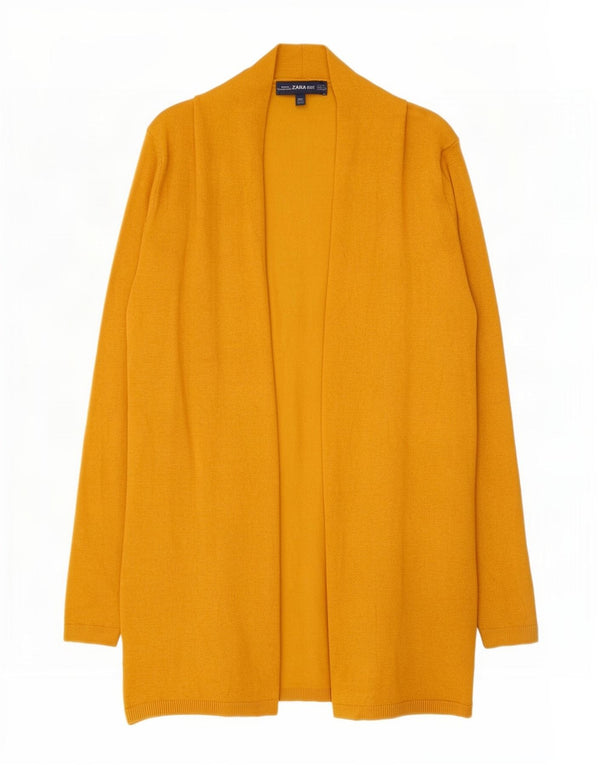 Maglione cardigan aperto da donna Zara UK 10 piccolo viscosa gialla