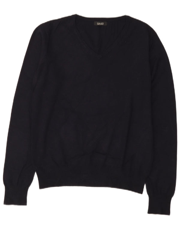 Maglione da donna con scollo a V Gaudi UK 14 Viscosa medio blu navy
