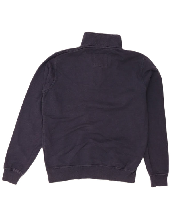Crew Clothing Felpa con collo con zip da uomo Maglione piccolo in cotone blu navy