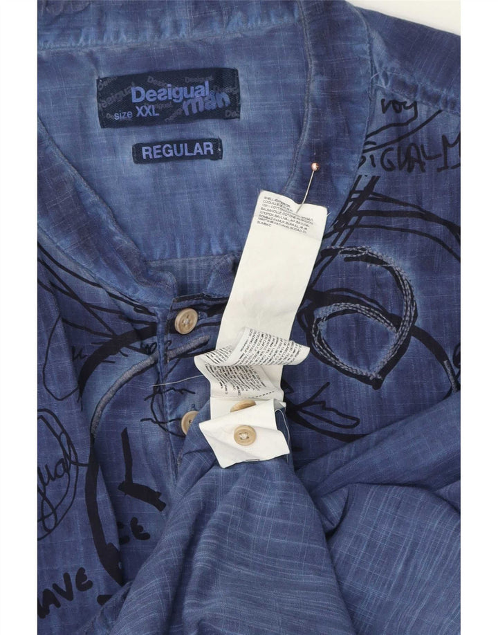 Camicia pullover grafica da uomo Desigual 2XL cotone blu navy
