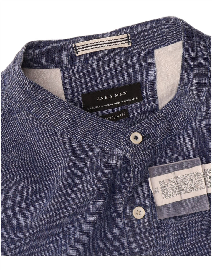 Camicia pullover super slim fit da uomo Zara XL in cotone blu