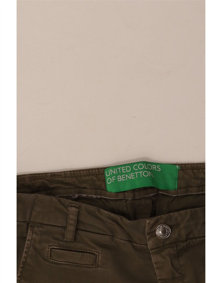 BENETTON Womens Slim Cropped Trousers W27 L26 Khaki