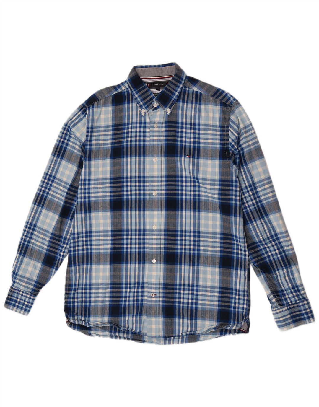 Camicia da uomo vestibilità regolare Tommy Hilfiger grande cotone scozzese blu