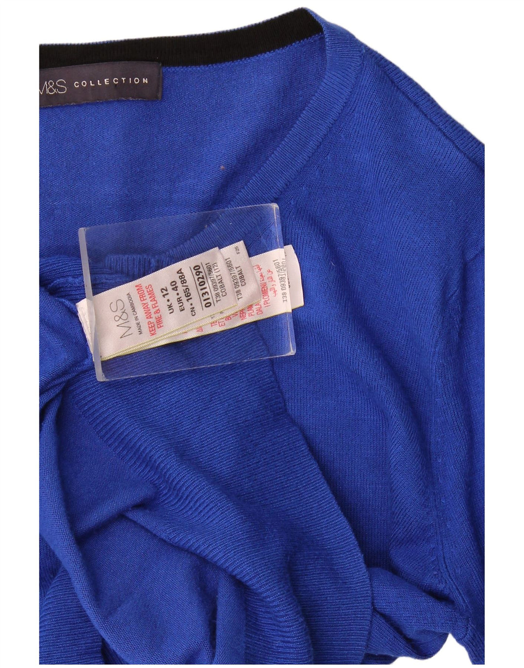 Maglione cardigan da donna Marks & Spencer UK 12 Viscosa blu medio