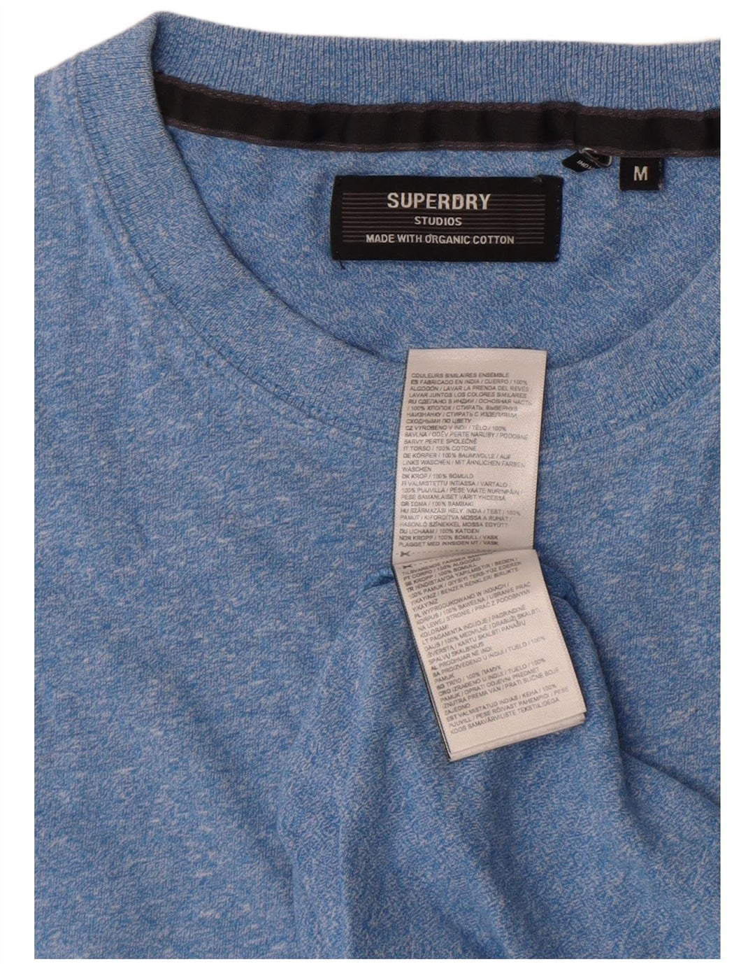 T-shirt da uomo Superdry Top in cotone chiazzato blu medio