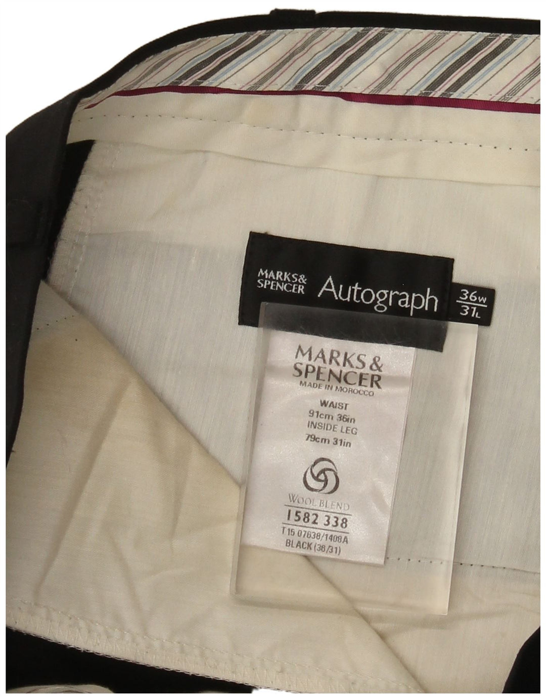 Pantaloni da abito dritti autografi da uomo Marks & Spencer W36 L31 neri
