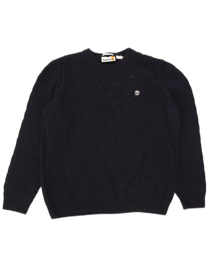 Maglione maglione girocollo da uomo Timberland lana media blu navy