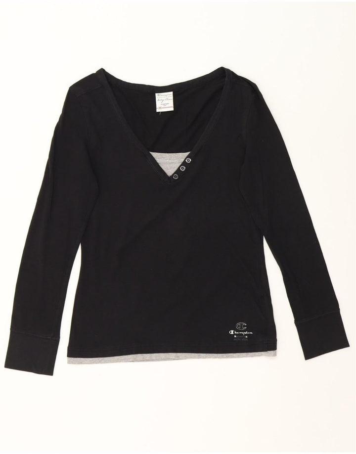 CHAMPION Womens Heritage Classics Top Long Sleeve UK 12 Medium Black Vintage Champion and Second-Hand Champion from Messina Hembry 