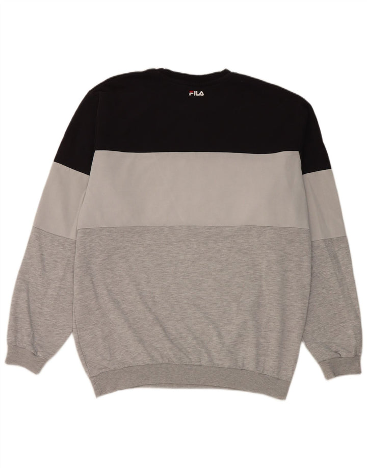 Fila Felpa grafica da uomo Maglione grande in cotone color block multicolore