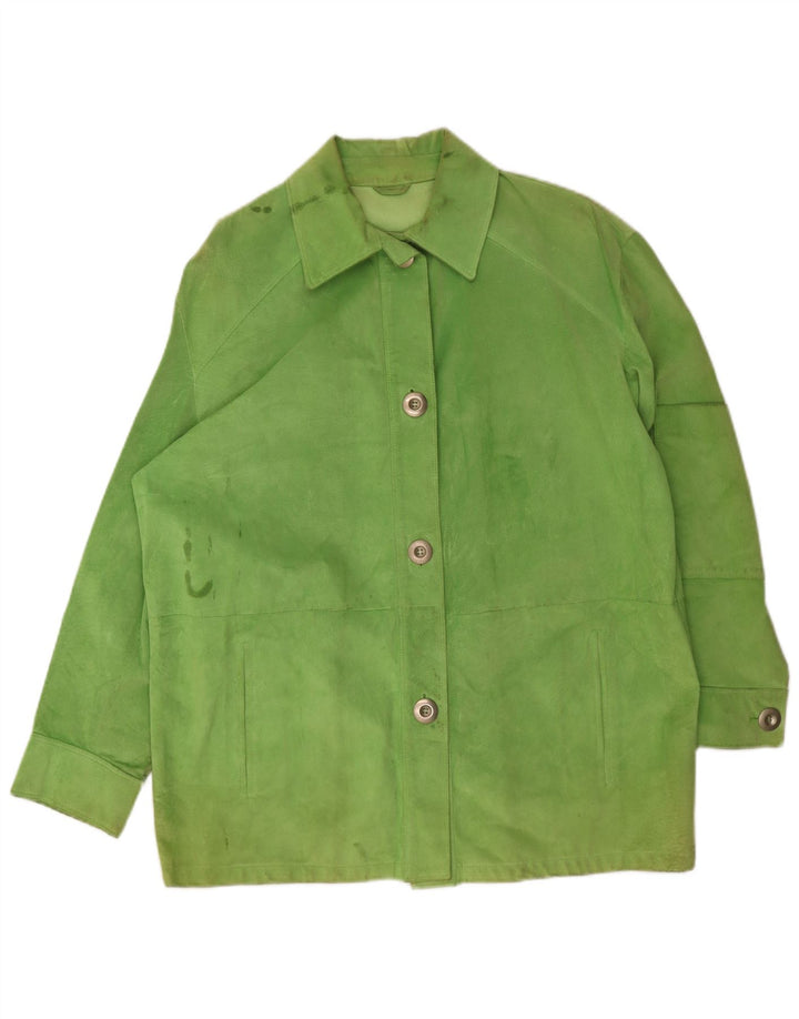 Giacca in pelle scamosciata da donna Gai Mattiolo UK 16 Large Verde