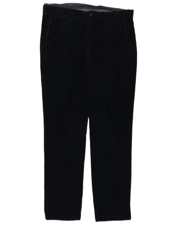 Pantaloni dritti in velluto a coste da uomo Tommy Hilfiger W34 L32 cotone blu navy