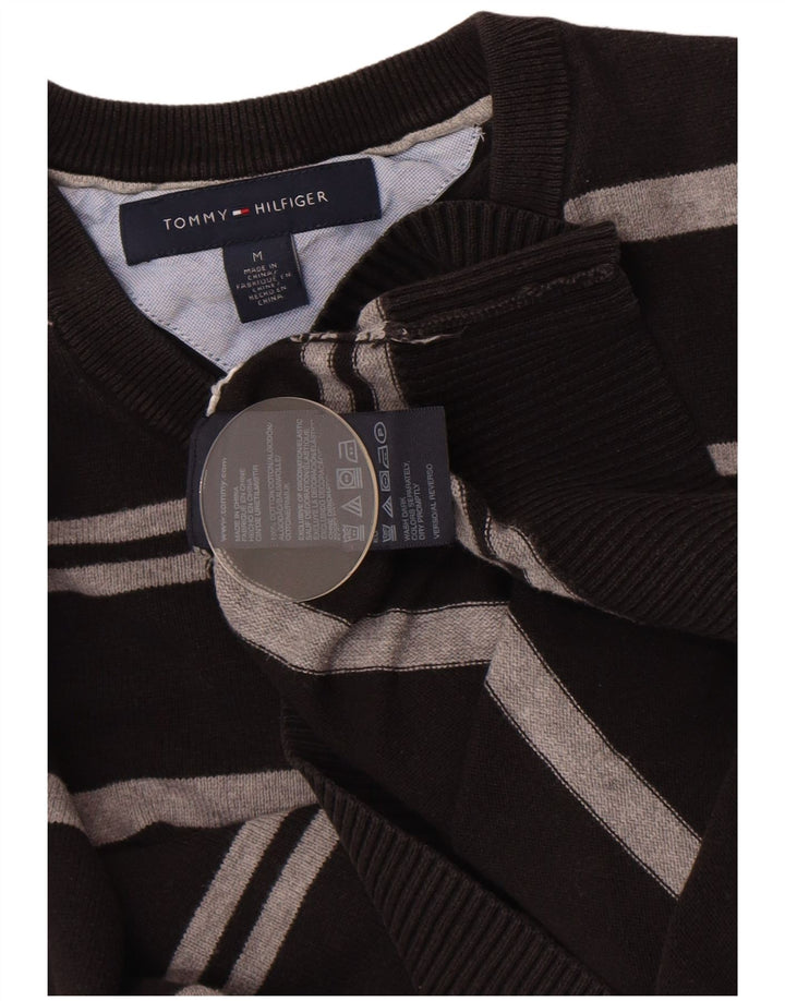 Tommy Hilfiger Uomo Maglione con scollo a V Maglione in cotone a righe nere medie