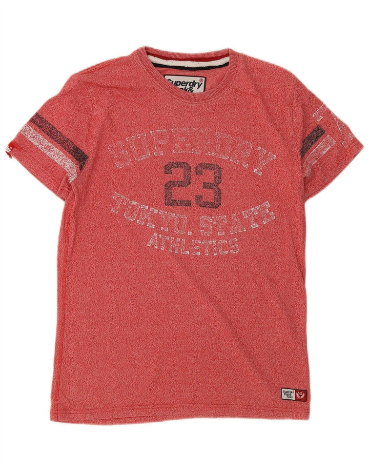 T-shirt grafica da uomo Superdry Top in cotone chiazzato rosso piccolo