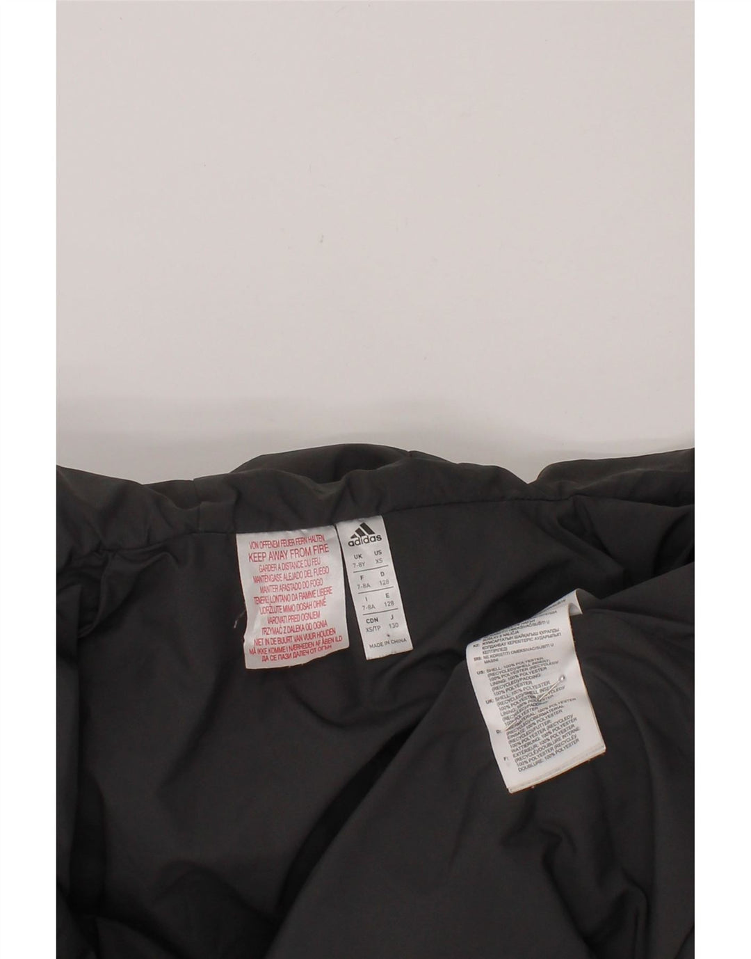 ADIDAS Boys Hooded Padded Jacket 7-8 Years Grey Polyester Vintage Adidas and Second-Hand Adidas from Messina Hembry 