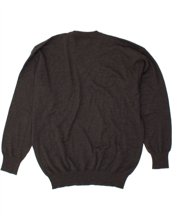 TRUSSARDI Mens V-Neck Jumper Sweater Large Grey Vintage Trussardi and Second-Hand Trussardi from Messina Hembry 