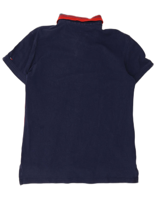 Polo grafica da uomo Tommy Hilfiger in cotone color block medio blu navy