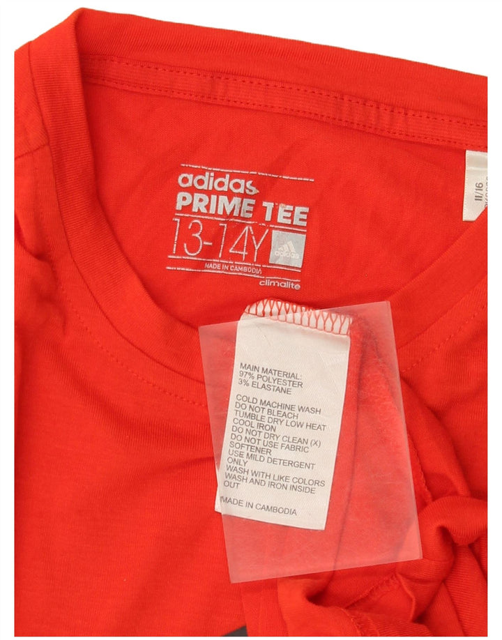 T-shirt grafica Adidas da ragazzo Climalite 13-14 anni in poliestere rosso