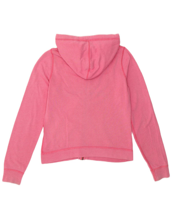 ABERCROMBIE & FITCH Maglione con cappuccio e zip grafica da donna UK 14 Rosa medio