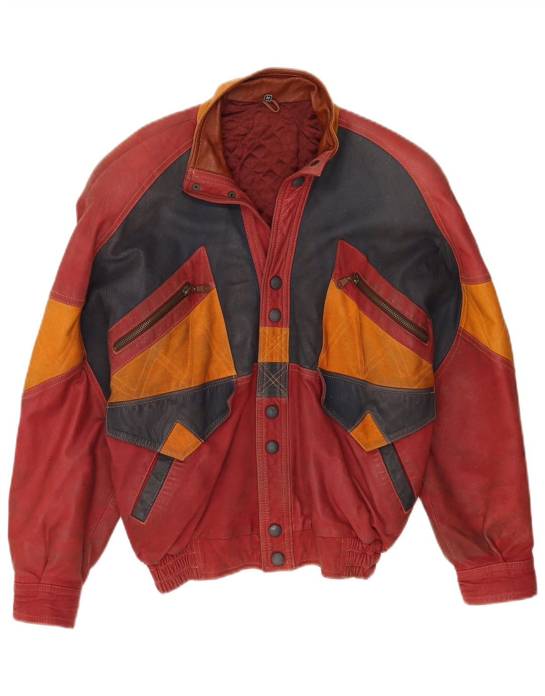 Giacca in pelle da uomo Toskana UK 38 Pelle color block rosso medio