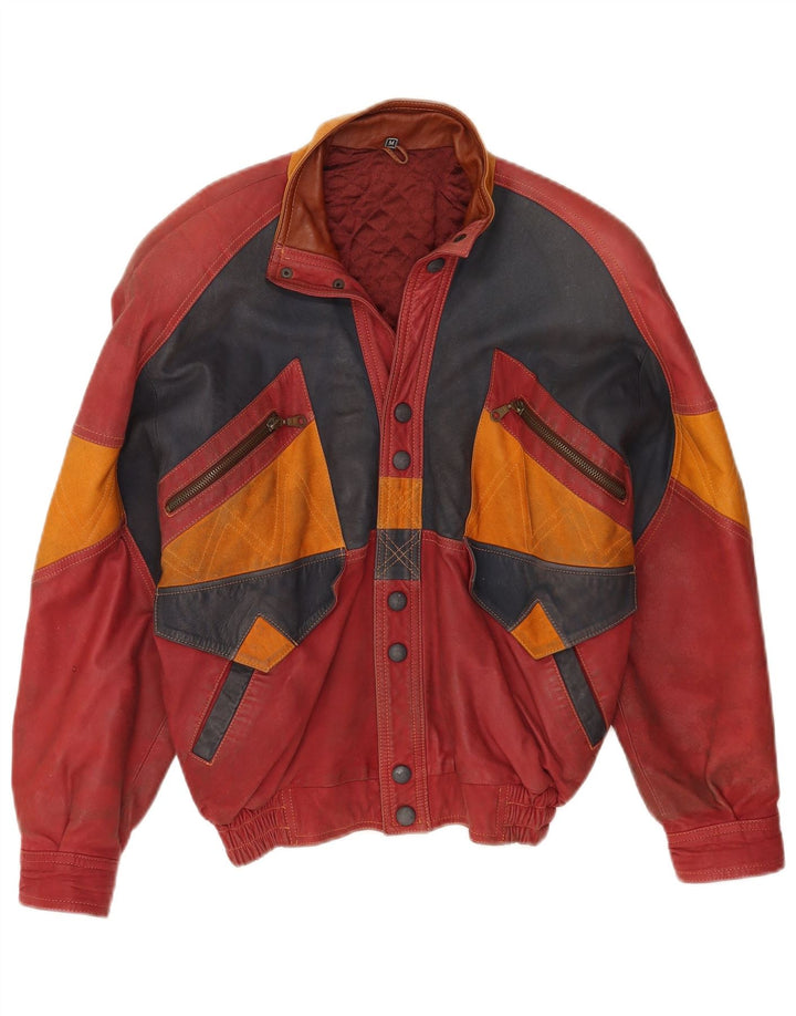 Giacca in pelle da uomo Toskana UK 38 Pelle color block rosso medio