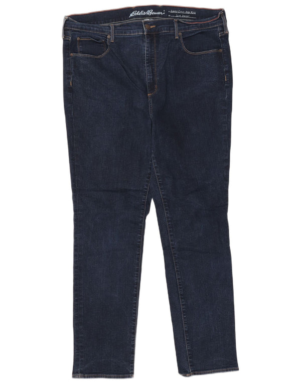 Jeans dritti a vita alta da donna Eddie Bauer US 20 3XL W40 L30 Blu navy