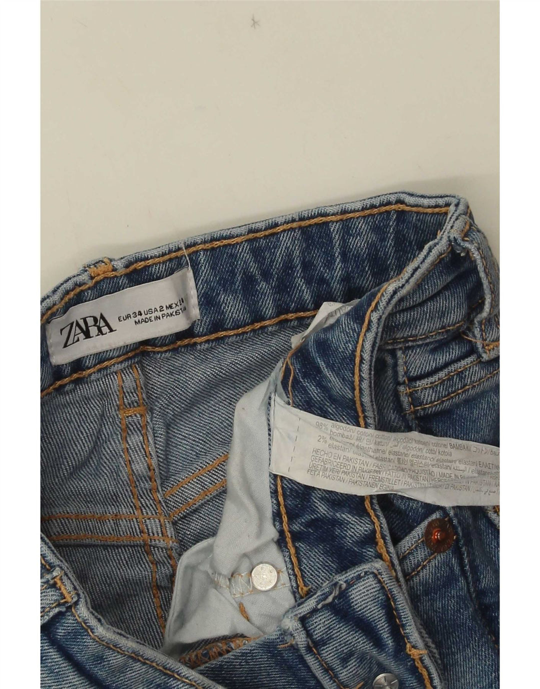 Jeans svasati da donna Zara EU 34 2XS W24 L30 cotone blu