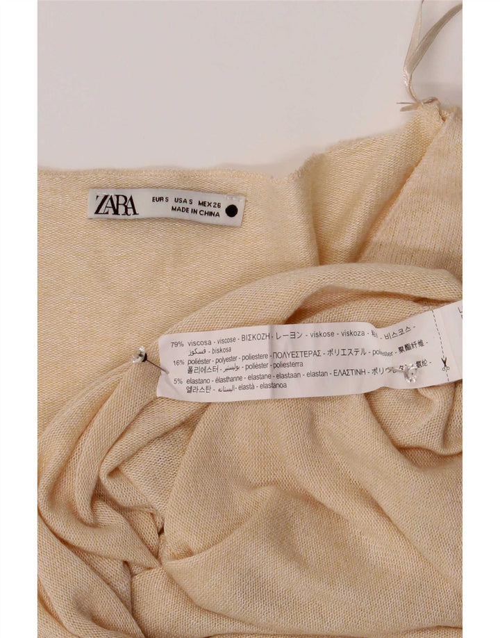 Top Zara da donna a maniche lunghe UK 10 Small Beige Viscosa