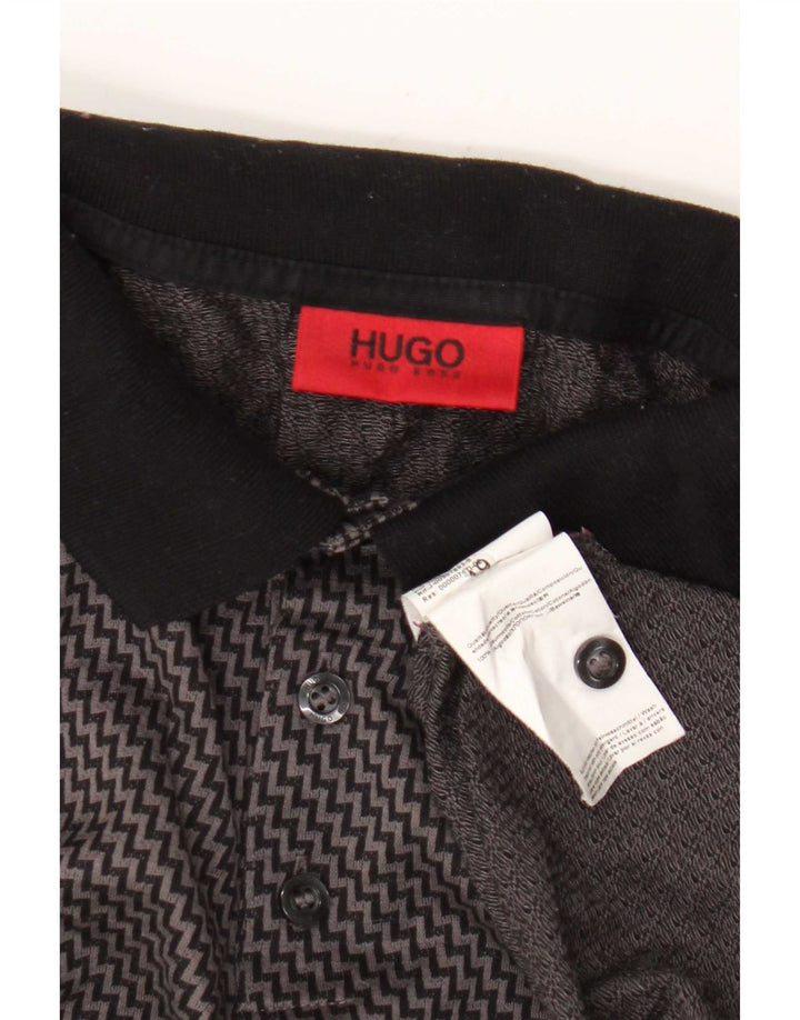 Polo da uomo Hugo Boss in cotone Chevron grigio medio