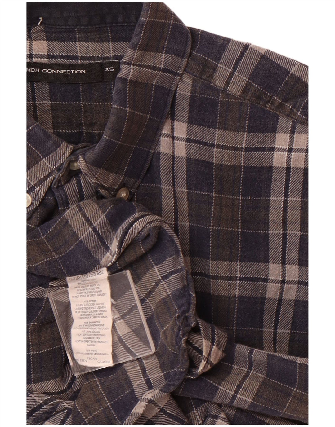 Camicia da uomo in flanella French Connection XS in cotone a quadri blu navy