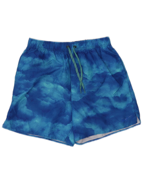 Pantaloncini da bagno Nike da uomo in poliestere tie-dye blu medio