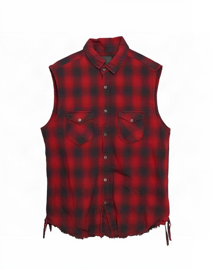 Camicia Zara da uomo senza maniche in flanella vestibilità regolare rosso medio