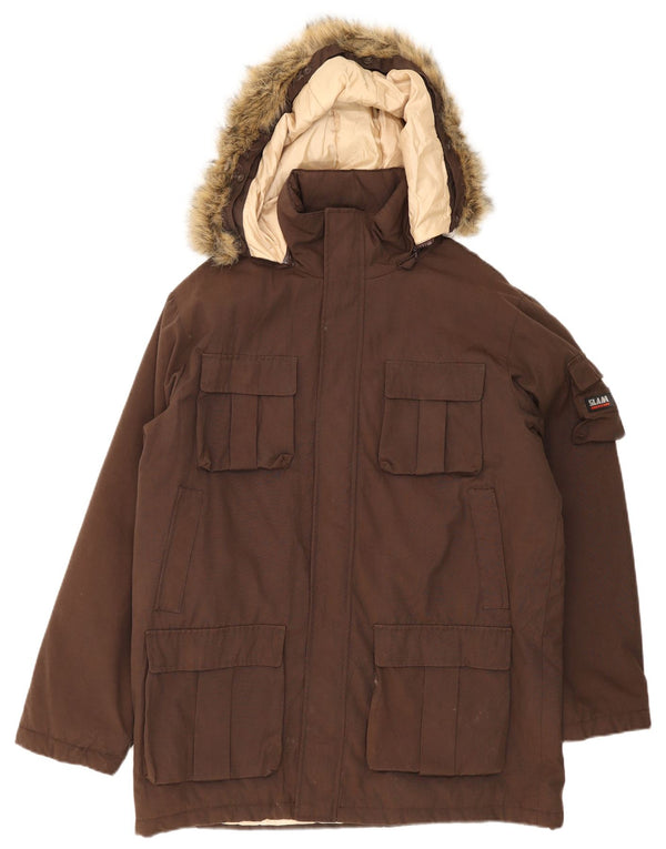 Cappotto imbottito con cappuccio da uomo Slam UK 42 XL nylon marrone