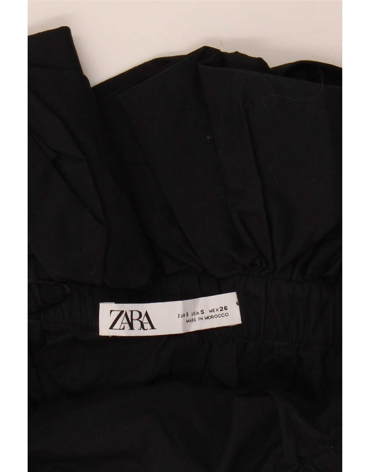 Zara Top corto da donna con spalle scoperte UK 10 Small Nero