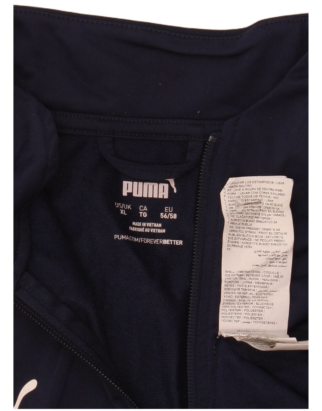 Maglia da tuta da uomo Puma con zip e collo XL in poliestere blu navy