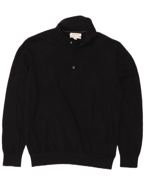 Marks & Spencer Maglione da uomo con collo a polo autografo grande nero