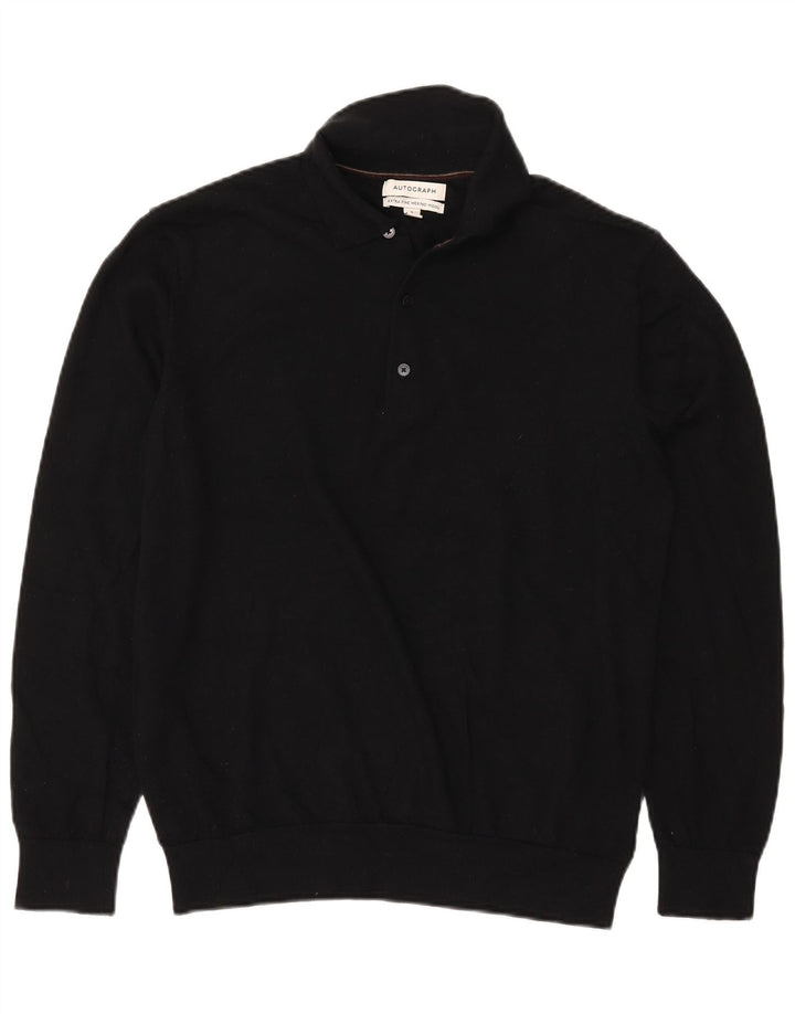 Marks & Spencer Maglione da uomo con collo a polo autografo grande nero