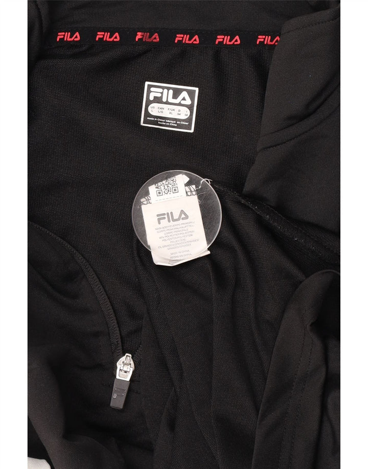 Fila da uomo con zip e collo pullover tuta da ginnastica XL poliestere color block nero