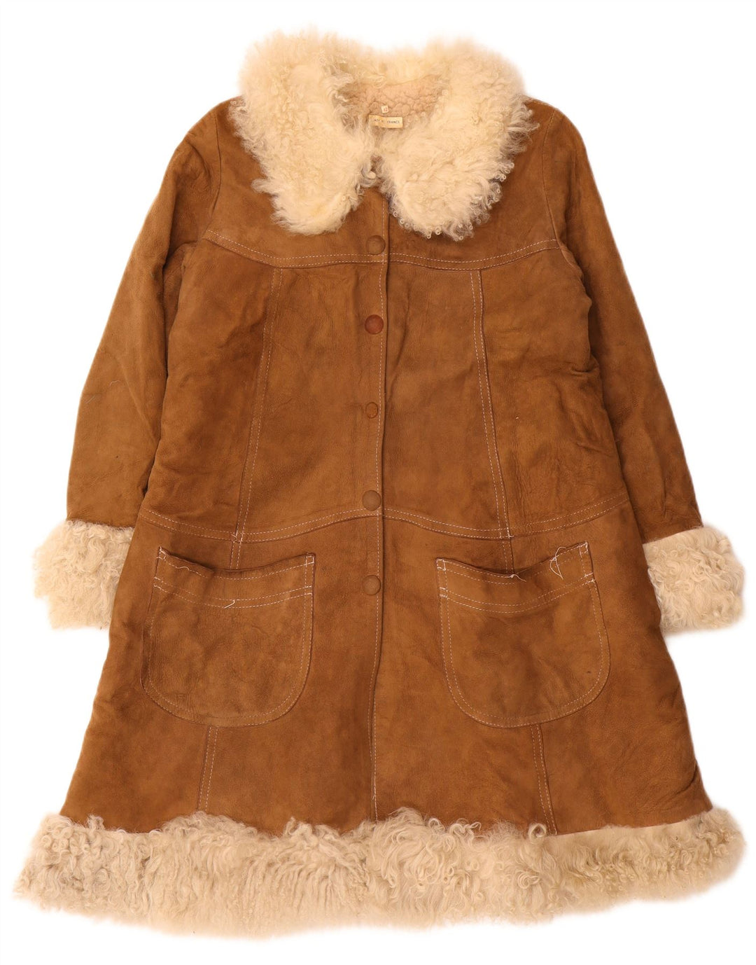 Cappotto in shearling da donna VINTAGE EU 42 Large Marrone