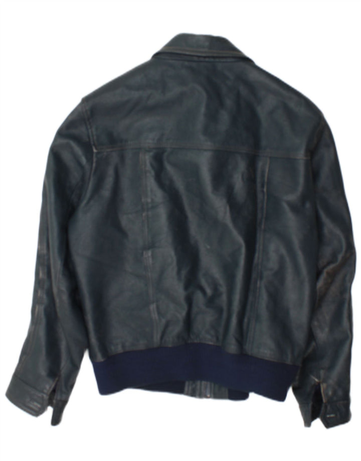 Giacca in pelle da uomo C&A UK 36 piccola pelle blu
