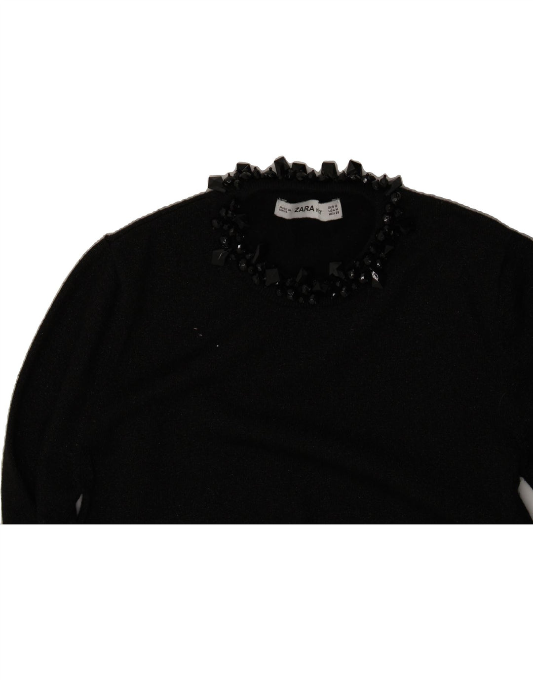 ZARA Womens Crew Neck Jumper Sweater UK 12 Medium Black Vintage Zara and Second-Hand Zara from Messina Hembry 