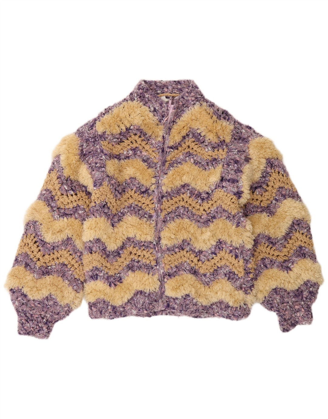 Maglione cardigan con zip intera da donna C&A UK 14 Chevron medio multicolore