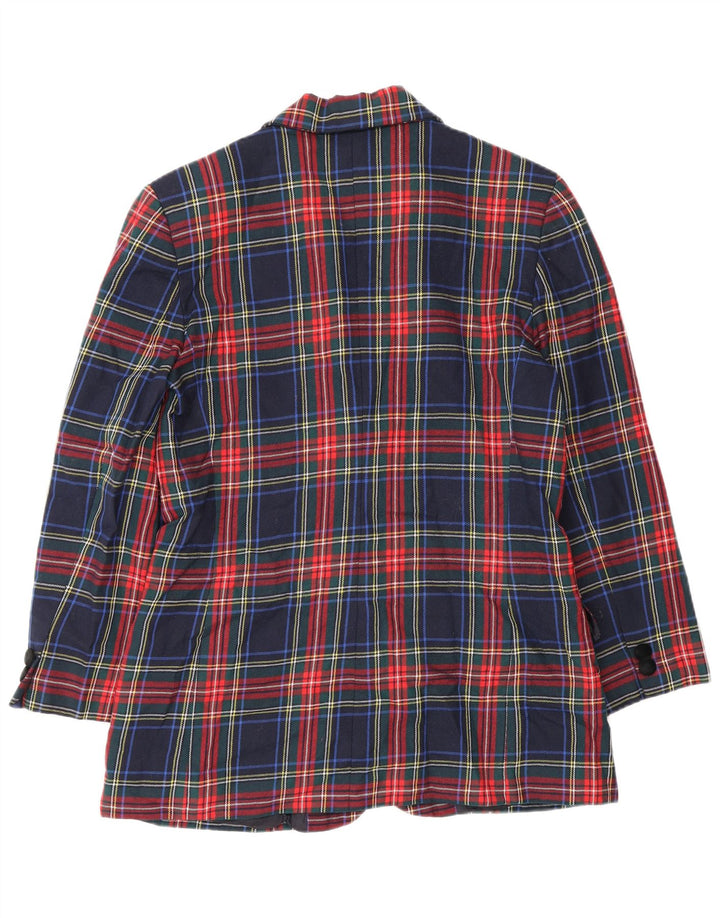 Giacca blazer vintage da donna a 3 bottoni IT 44 Plaid classico blu navy medio
