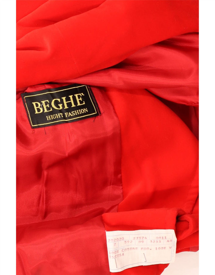 Giacca blazer vintage da donna a 2 bottoni IT 48 XL in cotone rosso