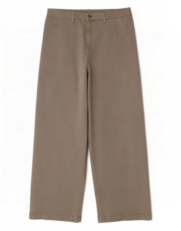Marks & Spencer Womens High Rise Wide Leg Jeans UK 18 XL W40 L32 Khaki