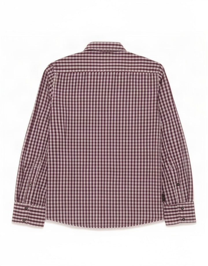 Camicia da uomo Diesel grande in cotone a quadretti viola