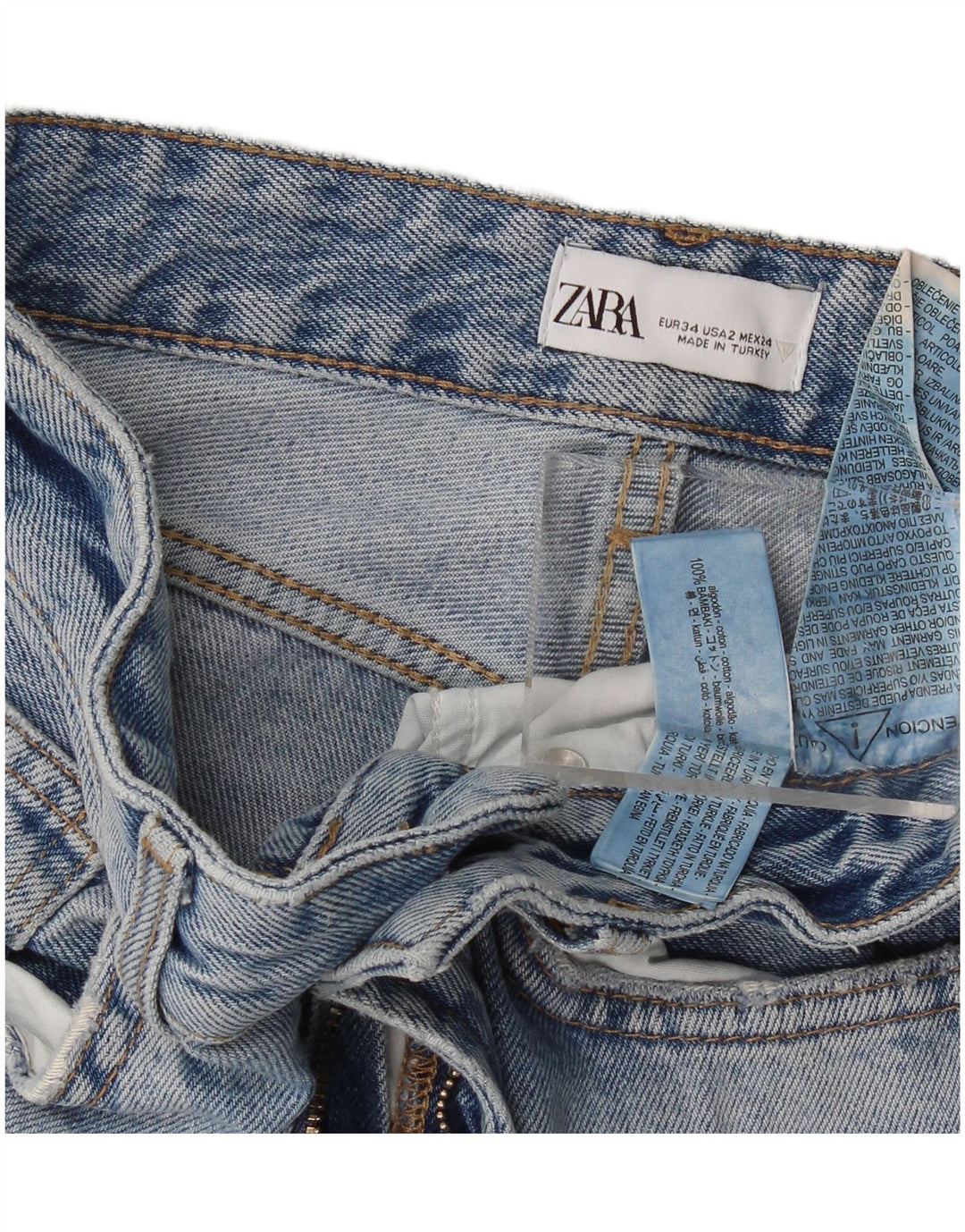 Jeans Bootcut da donna Zara EU 34 2XS W24 L33 Cotone blu